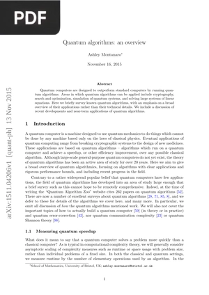 Quantum algorithms: an overview