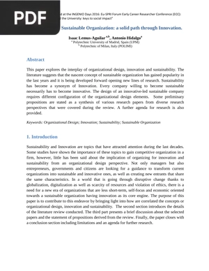 The Design of a Sustainable Organization: a solid path through Innovation