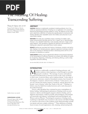 The Meaning Of Healing Transcending Suffering (Article)
