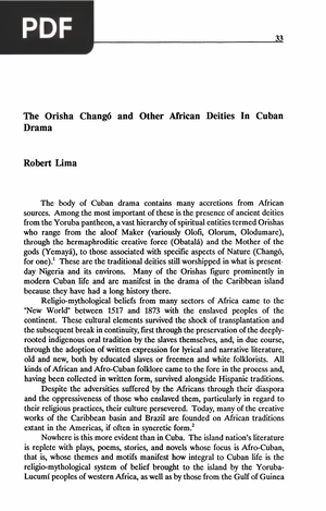 The Orisha Changó and Other African Deities In Cuban Drama