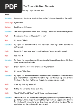 The Three Little Pigs Play script (Article)
