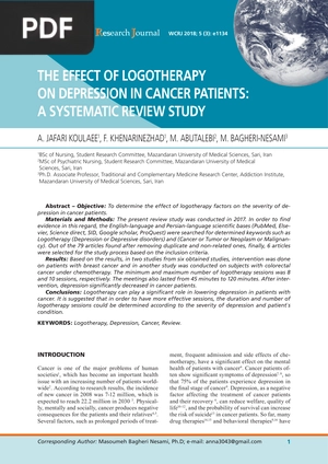 The effect of logotherapy on depression in cancer patients (Article)