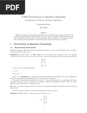 A Brief Introduction to Quantum Algorithms