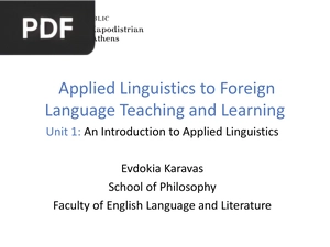 Applied Linguistics to Foreign Language Teaching and Learning (Presentation)