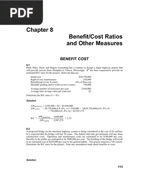 Benefit/Cost Ratios and Other Measures