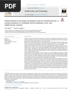 Critical elements in the design, development and use of medical devices (Article)