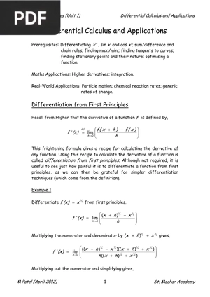 Differential Calculus and Applications