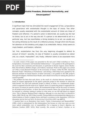 Existentialist Freedom, Distorted Normativity, and Emancipation