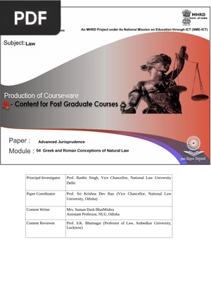 Greek and Roman Conceptions of Natural Law (Article)