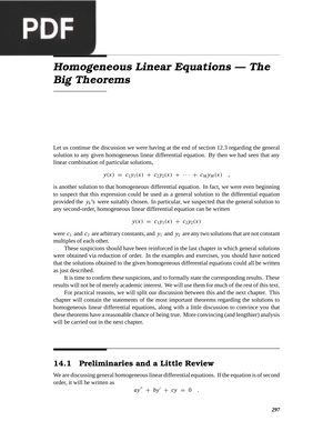 Homogeneous Linear Equations - The Big Theorems