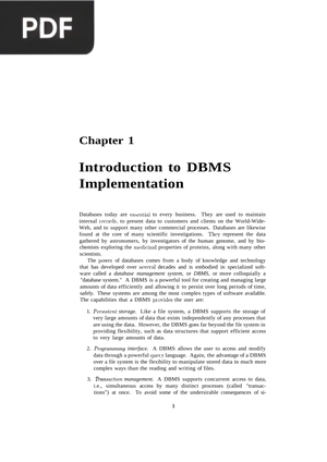 Introduction to DBMS Implementation