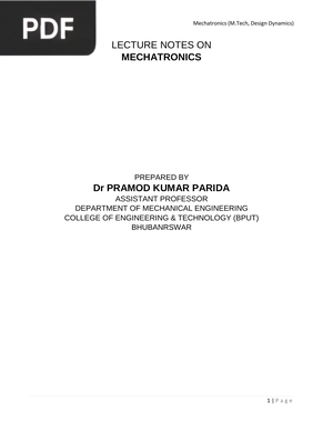 Lecture Notes on Mechatronics