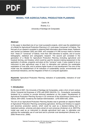 Model for agricultural production planning