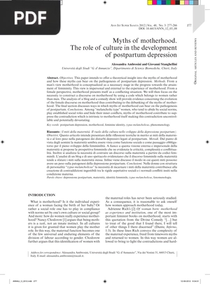 Myths of motherhood The role of culture in the development of postpartum depression