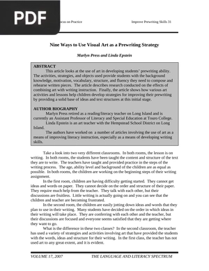 Nine Ways to Use Visual Art as a Prewriting Strategy