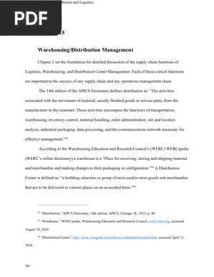 Warehousing/Distribution Management