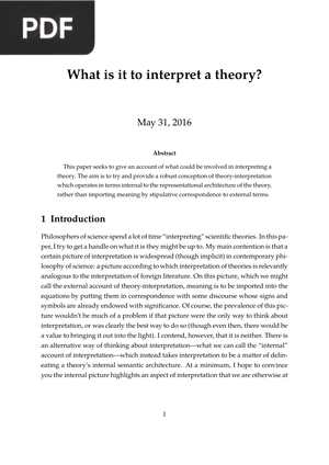 What is it to interpret a theory?
