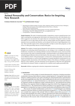 Animal Personality and Conservation: Basics for Inspiring New Research