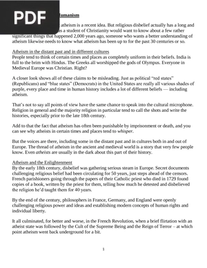 Atheism - Paths to Humanism