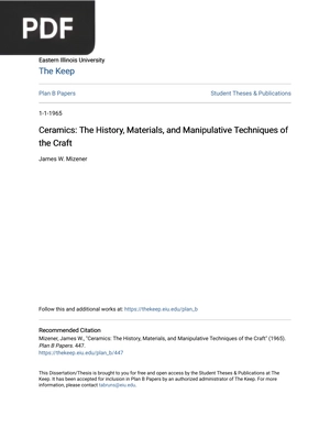 Ceramics: The History, Materials, and Manipulative Techniques of the Craft