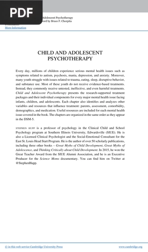 Child and Adolescent Psychotherapy