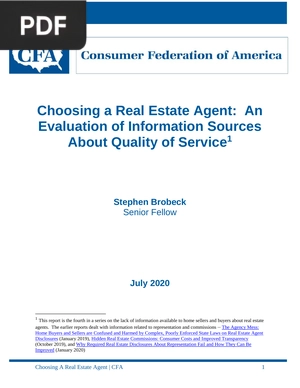 Choosing a Real Estate Agent: An Evaluation of Information Sources About Quality of Service