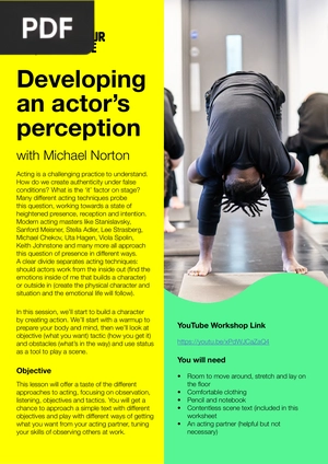 Developing an actor’s perception