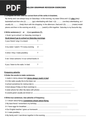 English grammar revision exercises