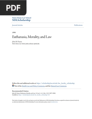 Euthanasia, Morality, and Law