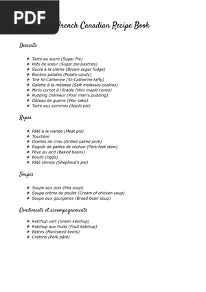 French Canadian Recipe Book