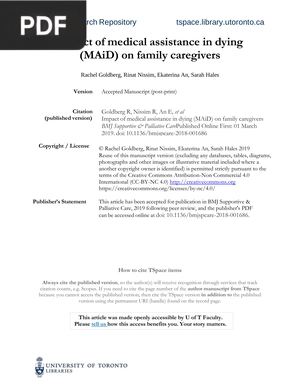 Impact of medical assistance in dying (MAiD) on family caregivers