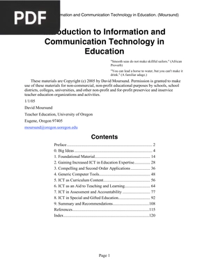 Introduction to Information and Communication Technology in Education