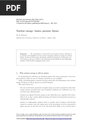 Nuclear energy: basics, present, future