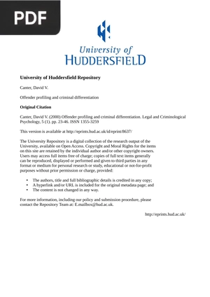 Offender profiling and criminal differentiation