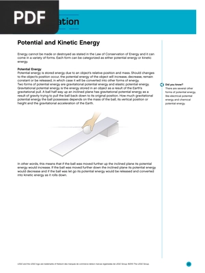 Potential and Kinetic Energy