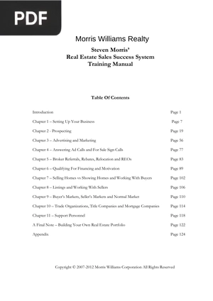 Real Estate Sales Success System. Training Manual