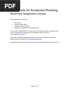 Study Guide for Residential Plumbing