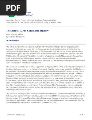 The Aztecs: A Pre-Columbian History