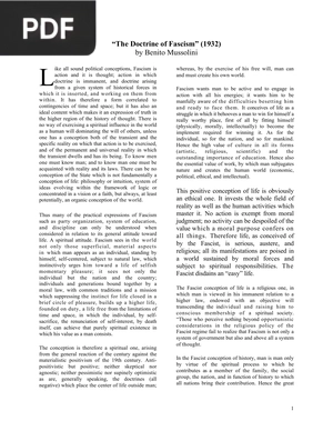 The Doctrine of Fascism