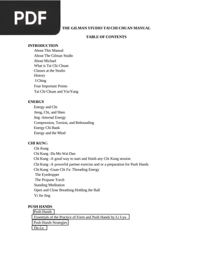 The Gilman Studio Tai Chi Chuan Manual