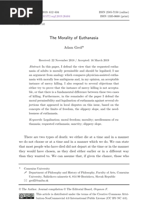 The Morality of Euthanasia