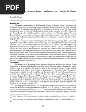 The Origins of the Byzantine Empire: Anachronism and Evolution in Modern Historiography
