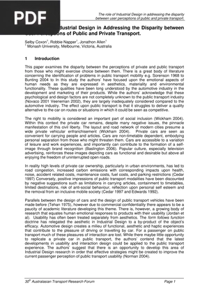 The Role of Industrial Design in Addressing the Disparity between User Perceptions of Public and Private Transport