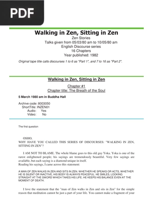 Walking in Zen, Sitting in Zen