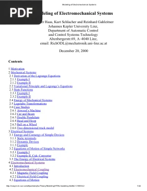 Modeling of Electromechanical Systems