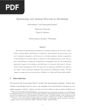 Epistemology and Anomaly Detection in Astrobiology